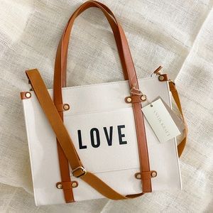 Antik Kraft linen canvas vegan leather tote bag